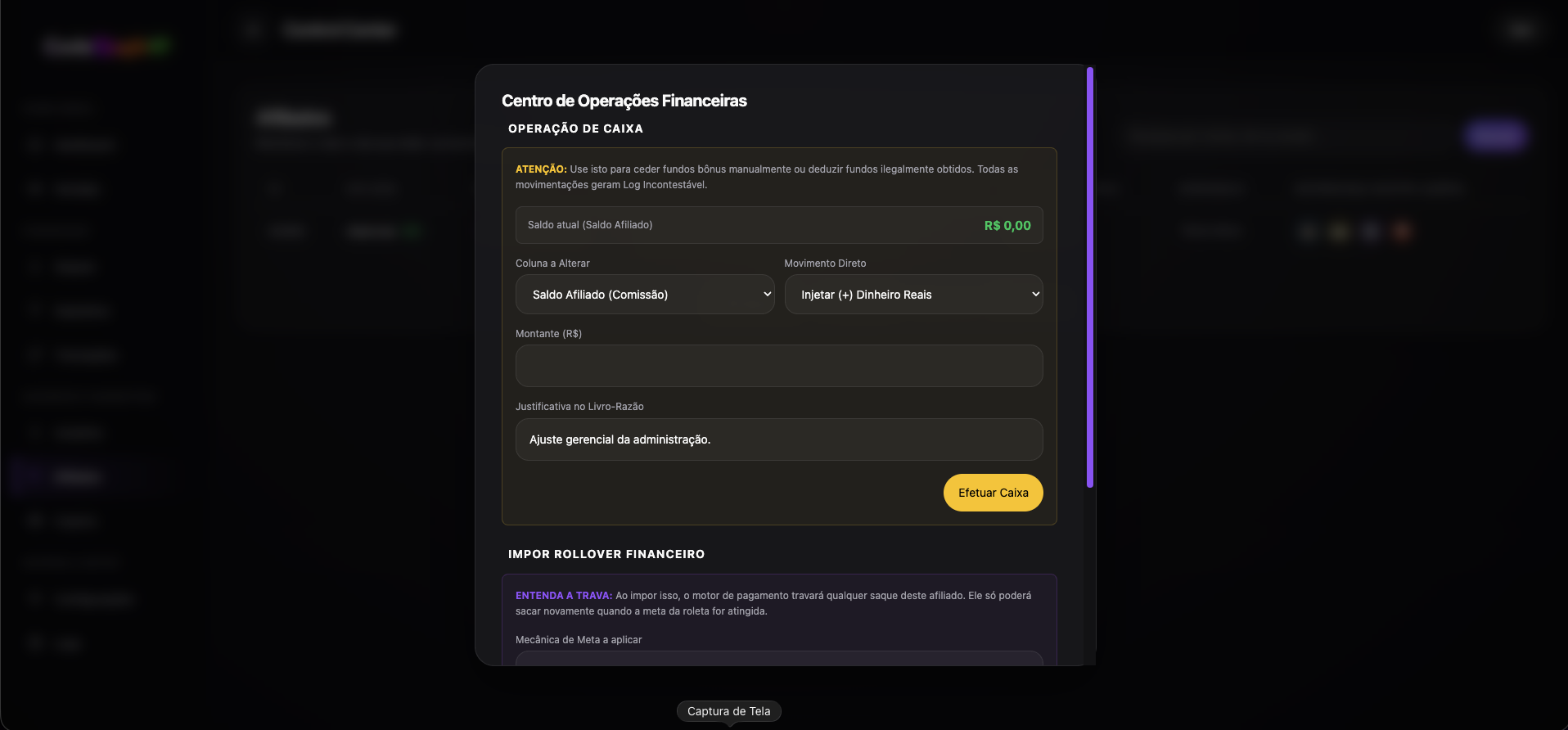 Block Win — Painel administrativo — imagem 8